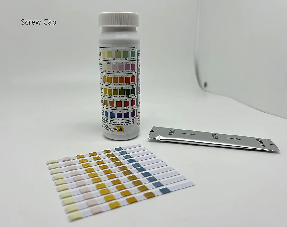 Screw cap test strip bottle