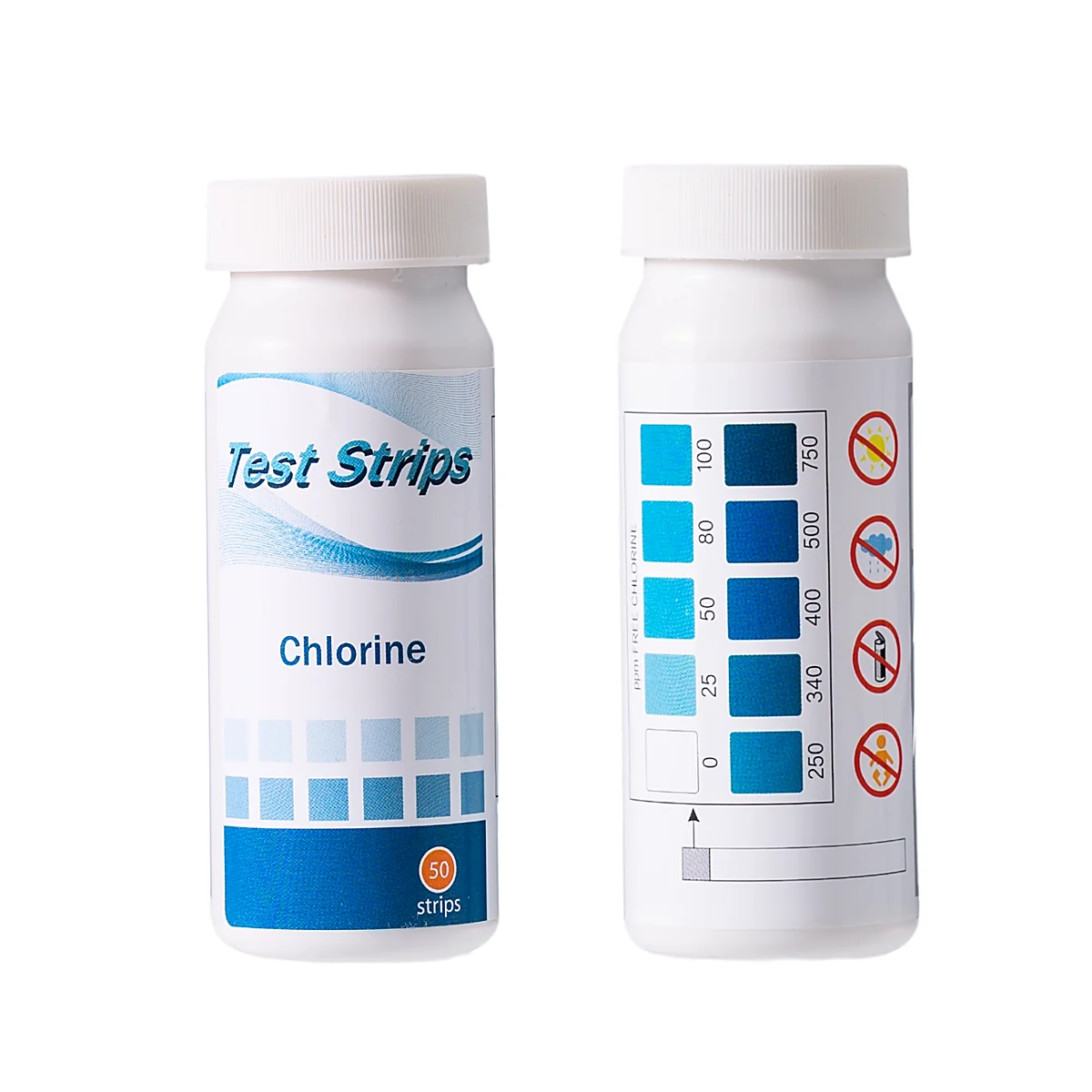 High chlorine 0 to 750 ppm test strips