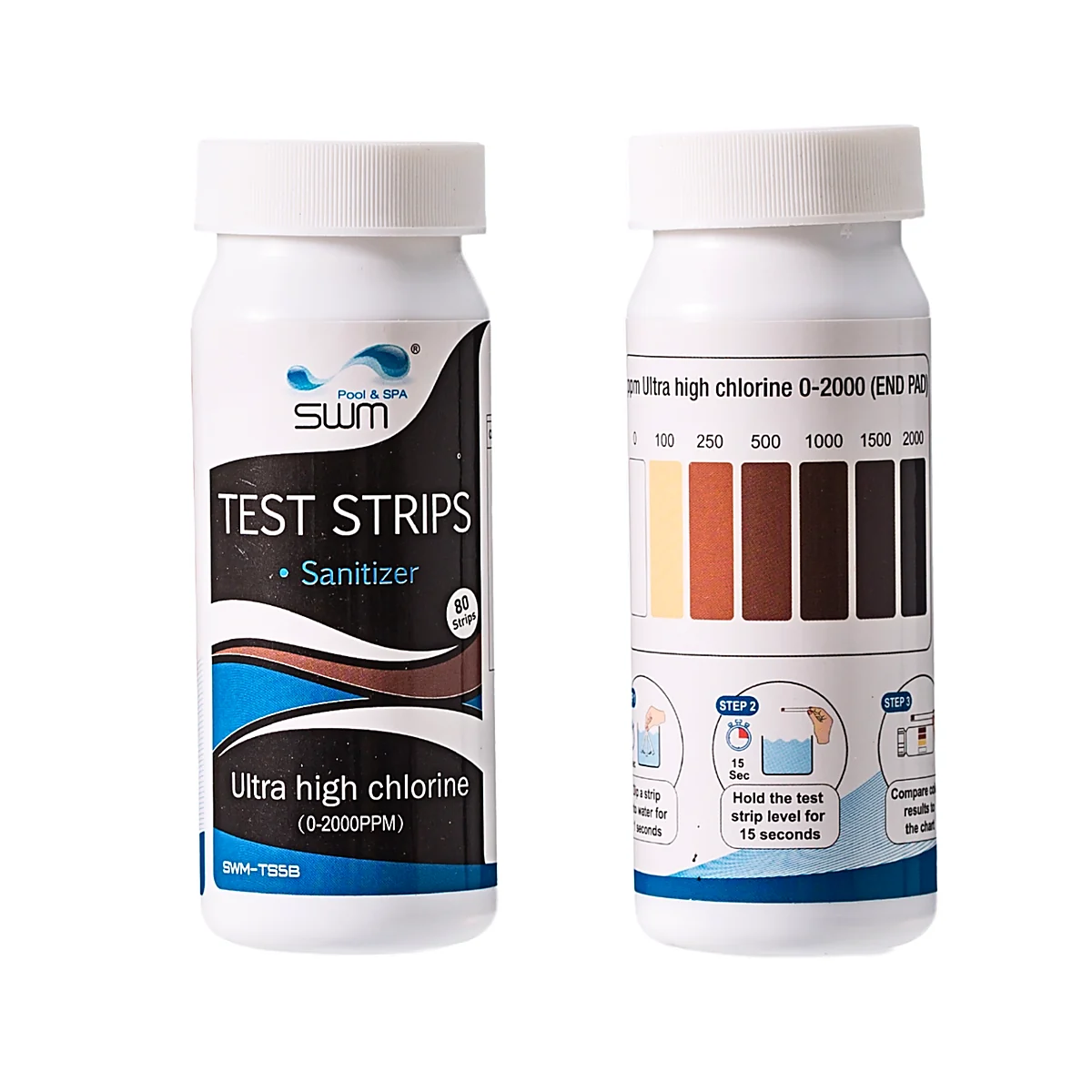 Ultra high chlorine 0 to 2000 ppm test strips